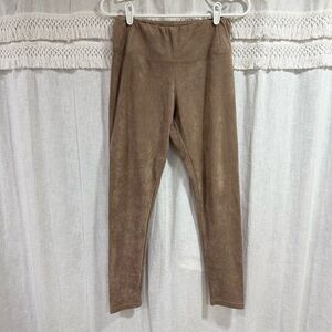 Bagatelle Collection Beige Nude Faux Suede High Rise Stretch Leggings